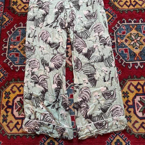 Rachel Antonoff Pajama Pants chicken print pale green loungewear - Picture 3 of 5